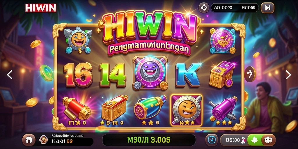 Tampilan menarik gameplay HIWIN slot dengan kombinasi simbol dan fitur bonus.