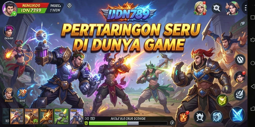 Gameplay mendebarkan dengan berbagai karakter dalam pertarungan.