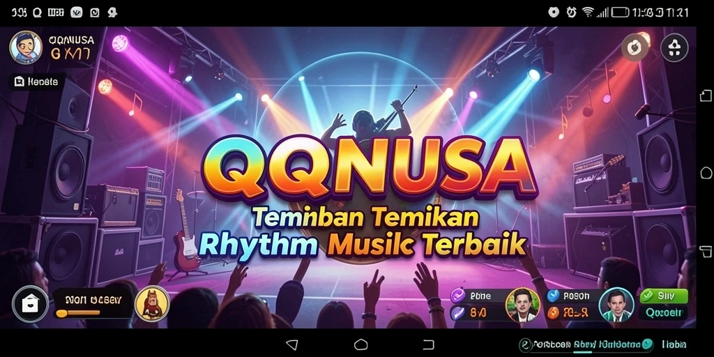 Tampilan gameplay QQNUSA dengan tantangan musik yang seru.
