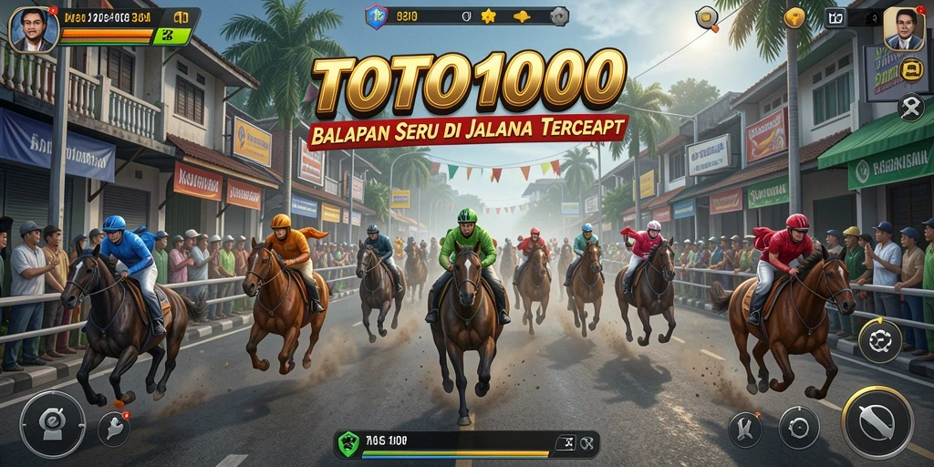 Tangkapan layar TOTO1000 menampilkan aksi balapan yang intens dan menegangkan.